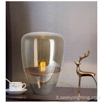 Smoke Grey Glass Decoration Lampada da comodino creativo